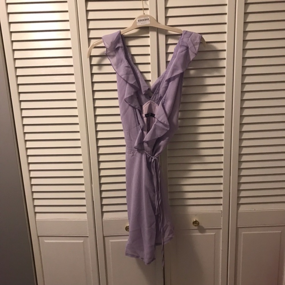 1 LEFT! NWT lilac ruffle wrap chiffon dress gown - Picture 4 of 6